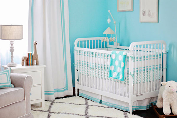 سرویس خواب سفید آبی اتاق نوزاد