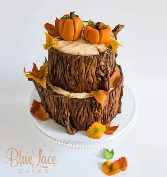 کیک پاییزی طرح تنه درخت