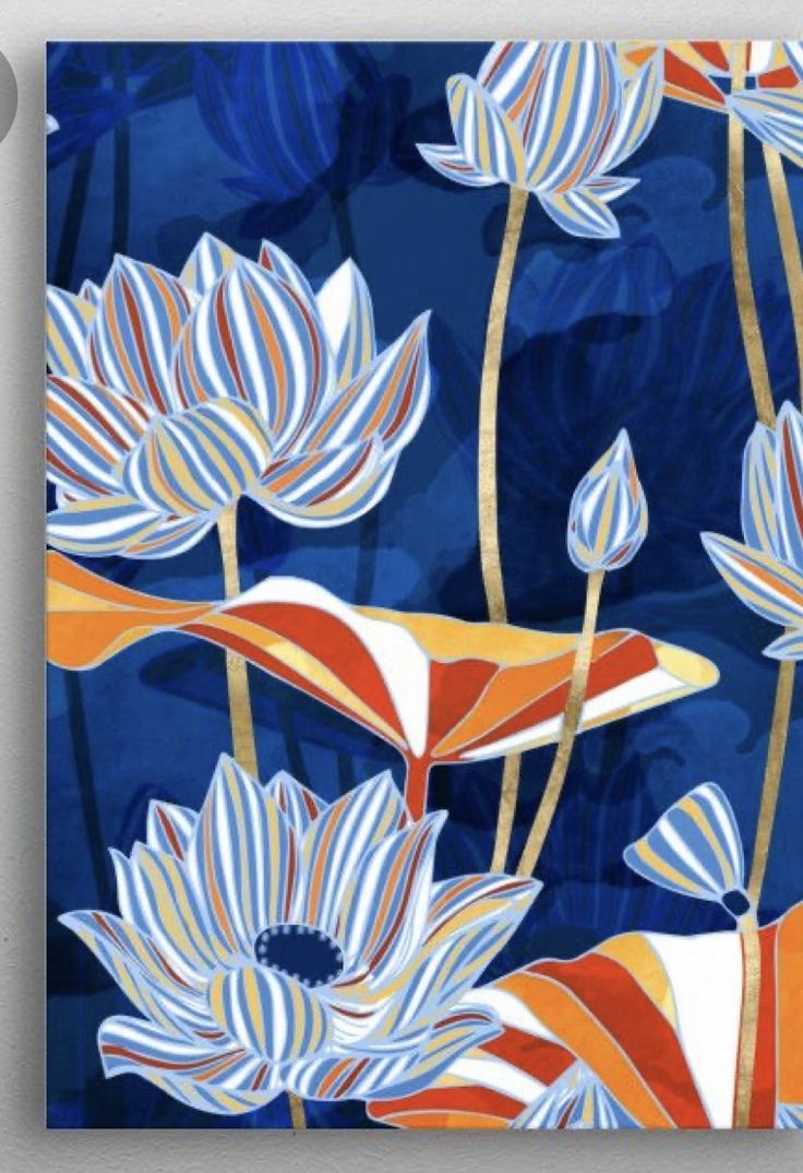 ایده نقاشی گل آبی دکوراتیو