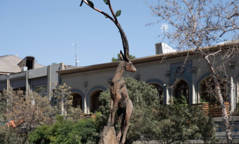 کنده کاری زیبا روی درخت های خشک شده ی مشهد