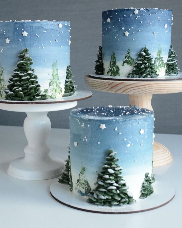 کیک زمستانی شیک برف و کاج