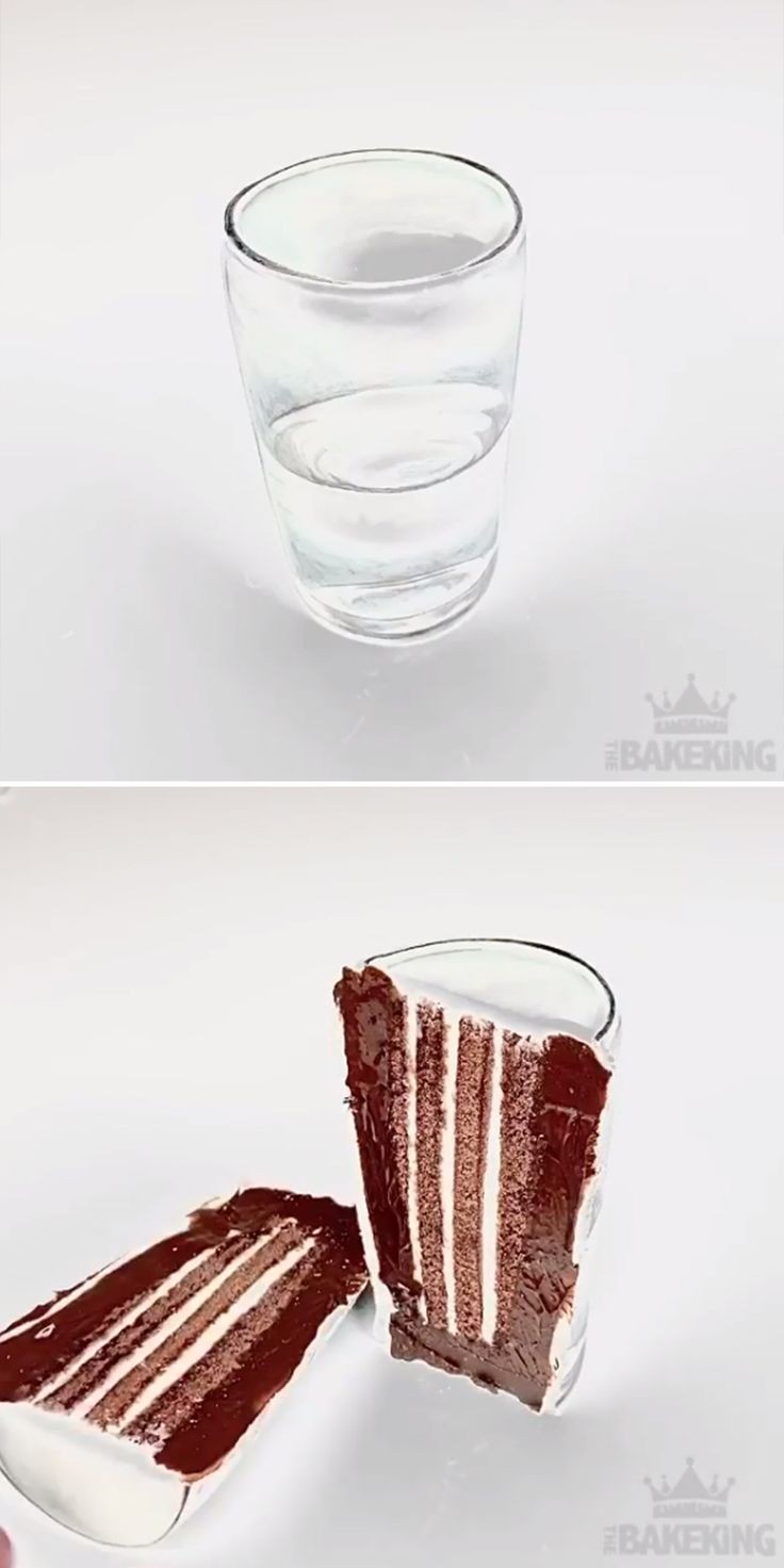 کیک طرح لیوان طبیعی و سوپر رئال