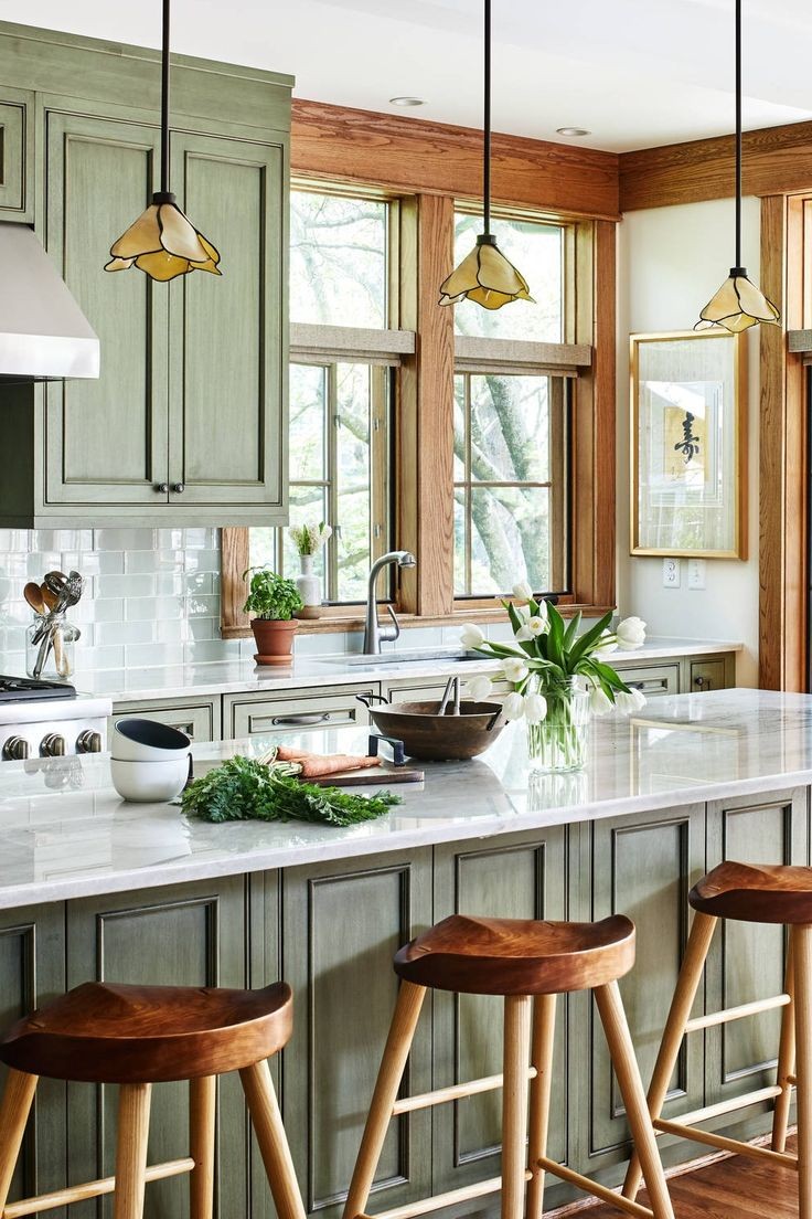 دکوراسیون آشپزخانه به رنگ طلایی سبز