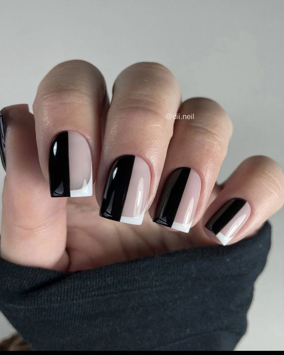 کاشت ناخن مشکی طرح دار