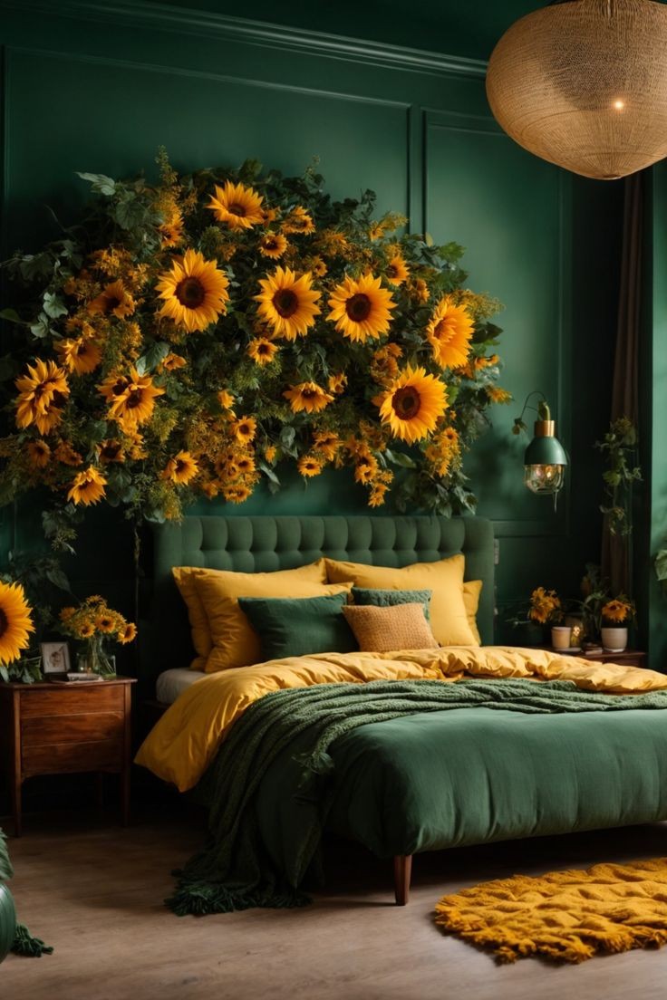 دیزاین اتاق خواب با رنگ سبز
