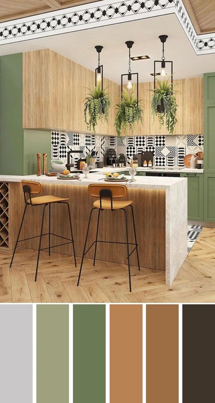 کابینت چوبی و سبز برای آشپزخانه