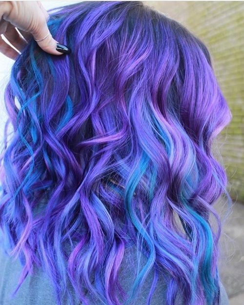 رنگ موی بنفش آبی