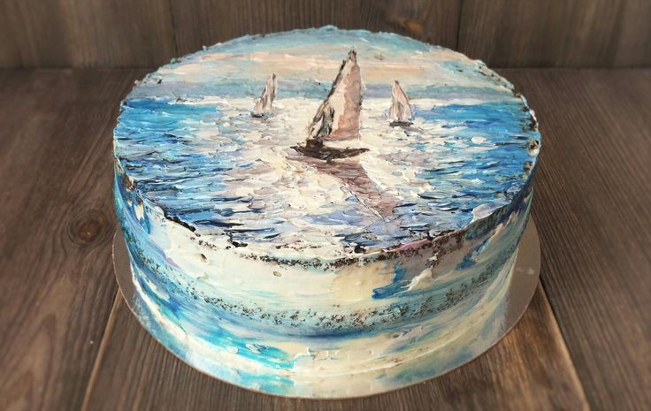 کیک با طرح قایق در دریا