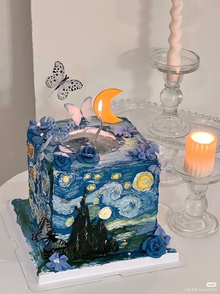 کیک با طرح نقاشی ونگوگ برای تولد