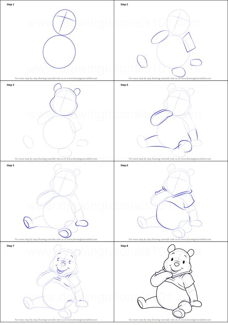 آموزش نقاشی خرس وینی پو برای کودکان