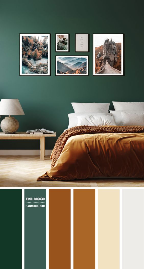 اتاق خواب سبز و نارنجی