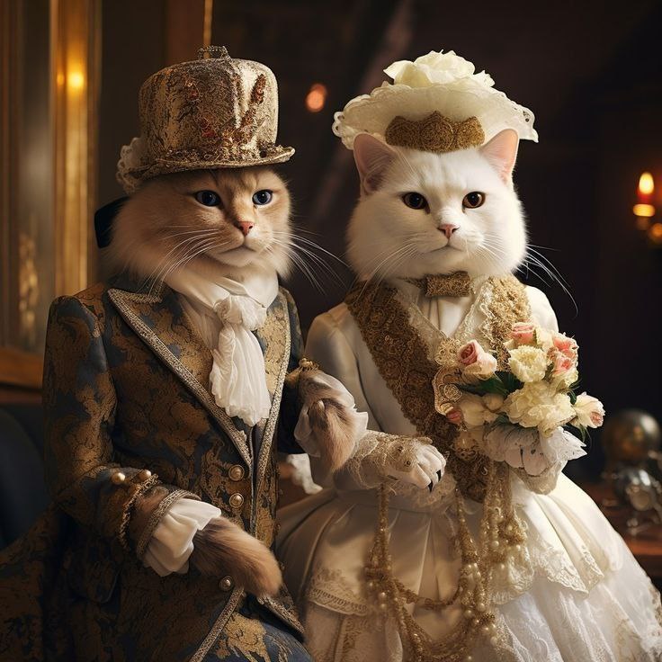 نقاشی طرح گربه عروس داماد
