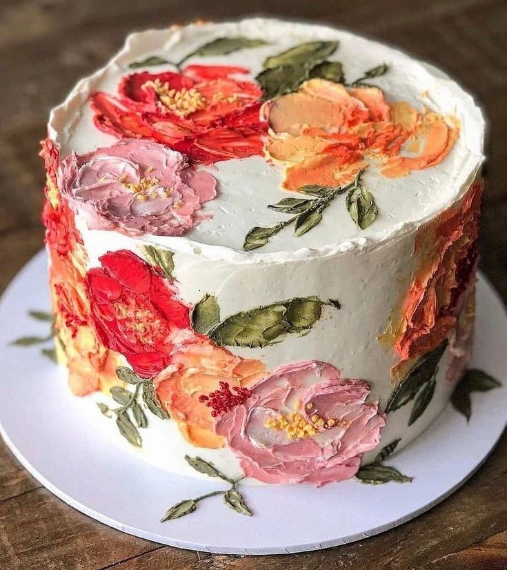 مدل کیک با طرح گل های بهاری16