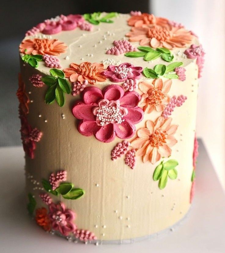 مدل کیک با طرح گل های بهاری13