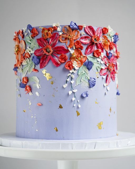 مدل کیک با طرح گل های بهاری9