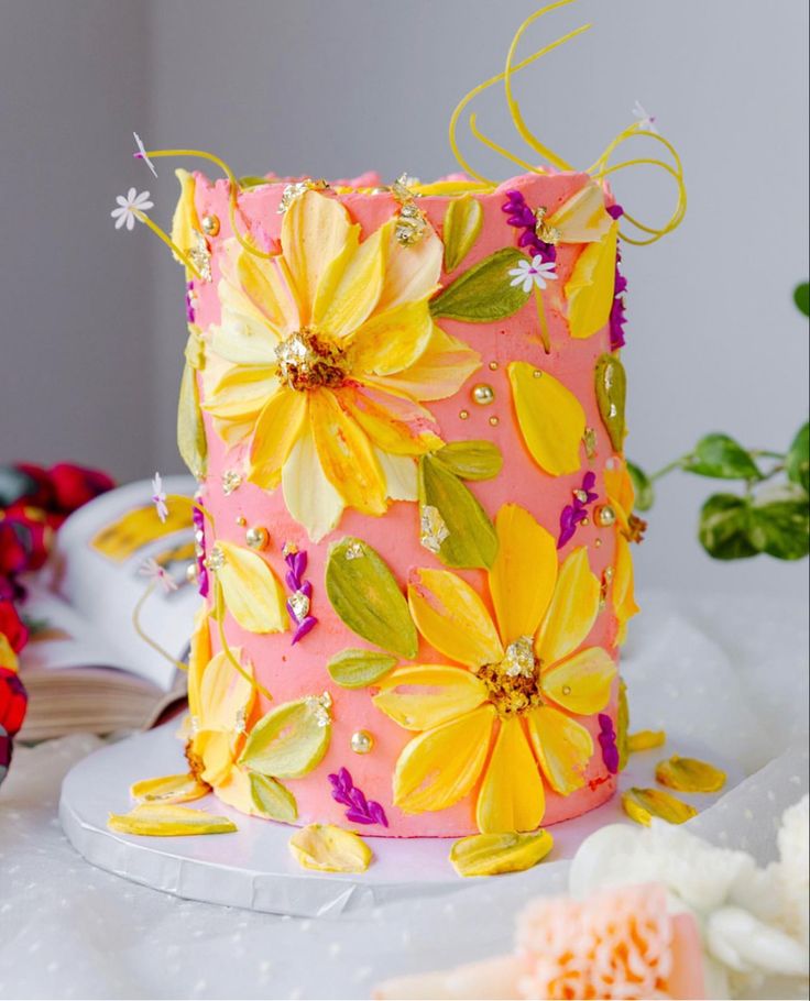 مدل کیک با طرح گل های بهاری10