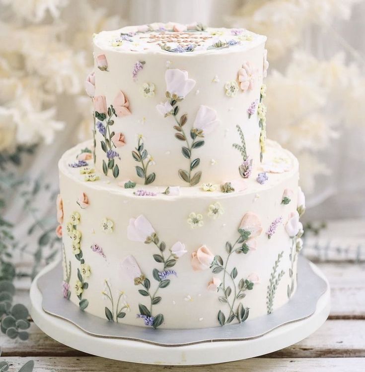 مدل کیک با طرح گل های بهاری5