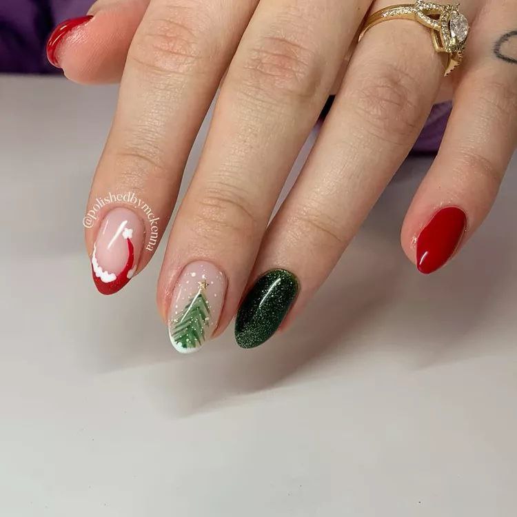 طراحی ناخن فرنچ کریسمسی 9