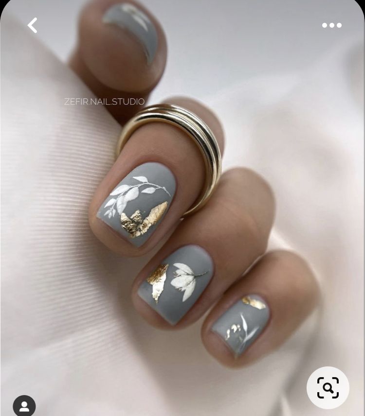 طراحی ناخن با رنگ طوسی4