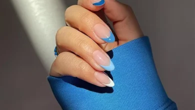 ۱۹ طرح مانیکور فرانسوی آبی برای خنک شدن در اوایل پاییز