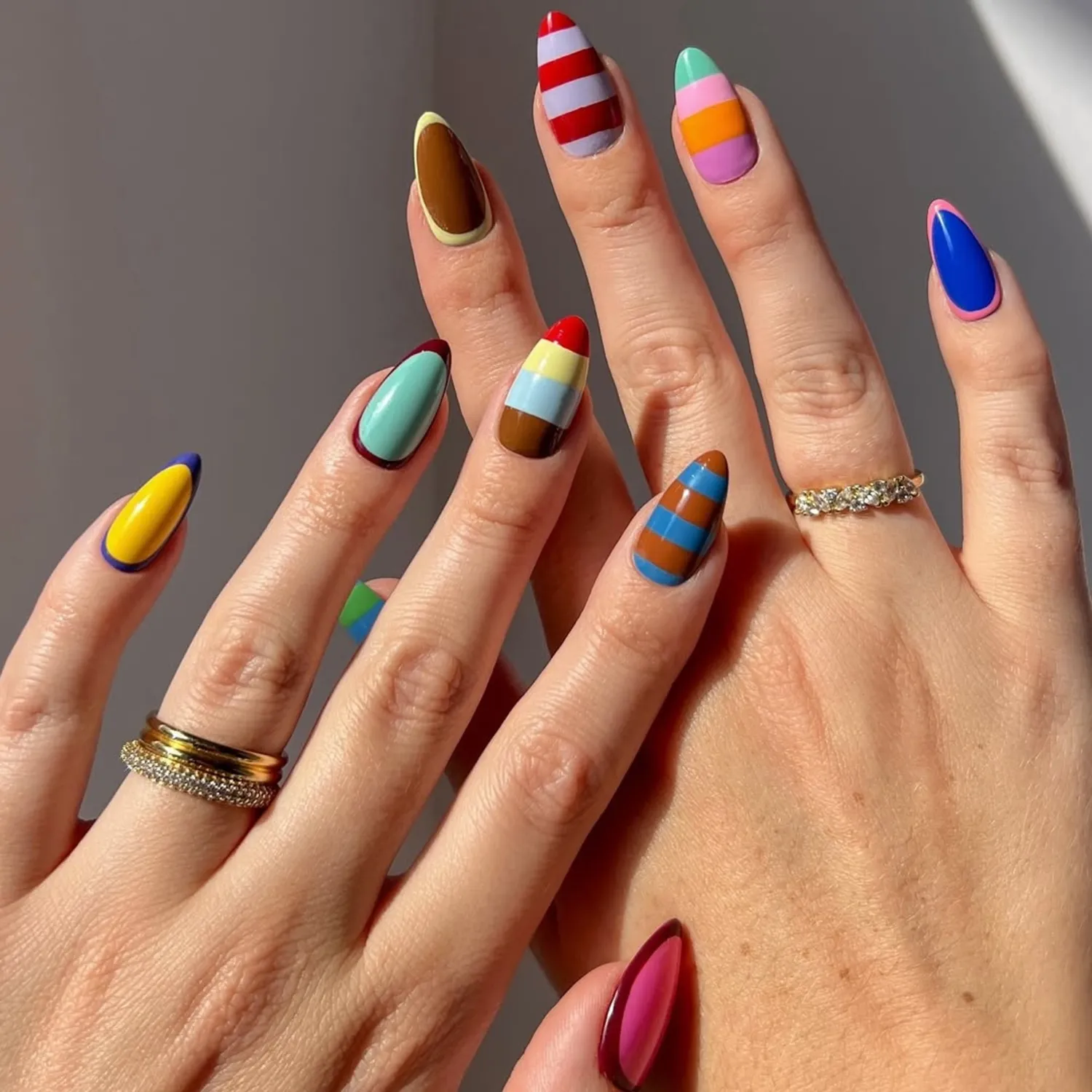 طرح ناخن راه راه متنوع