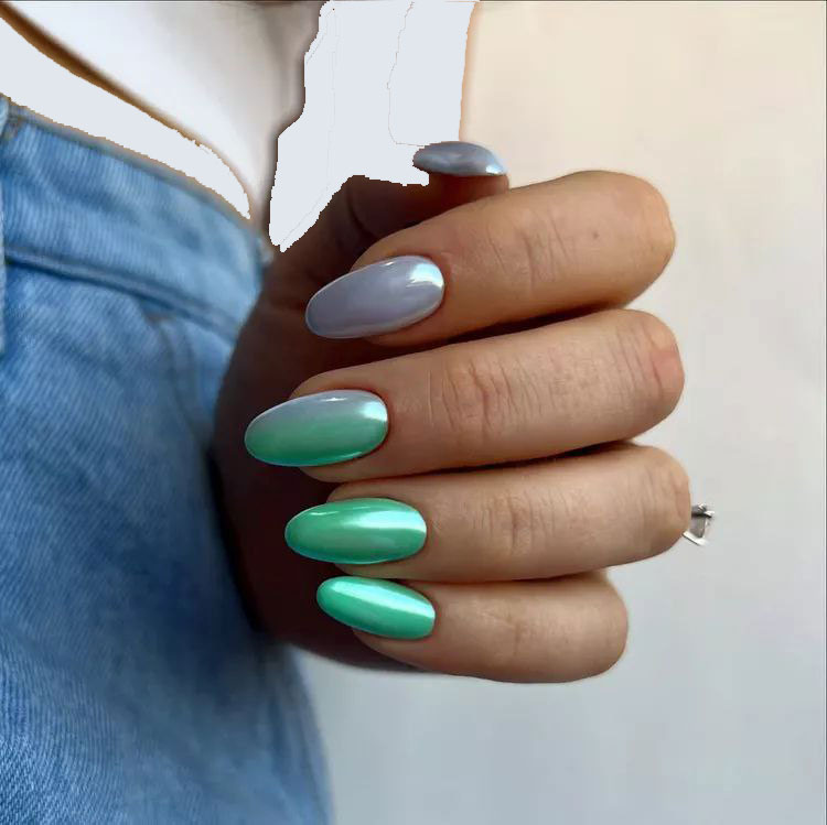 طراحی ناخن سبزآبی