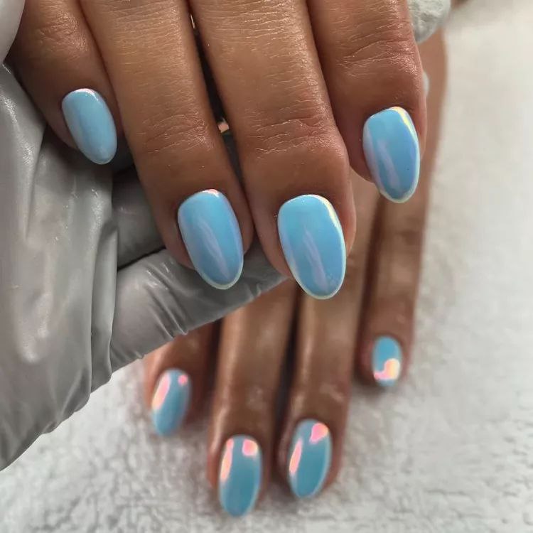 طراحی ناخن آبی کروم