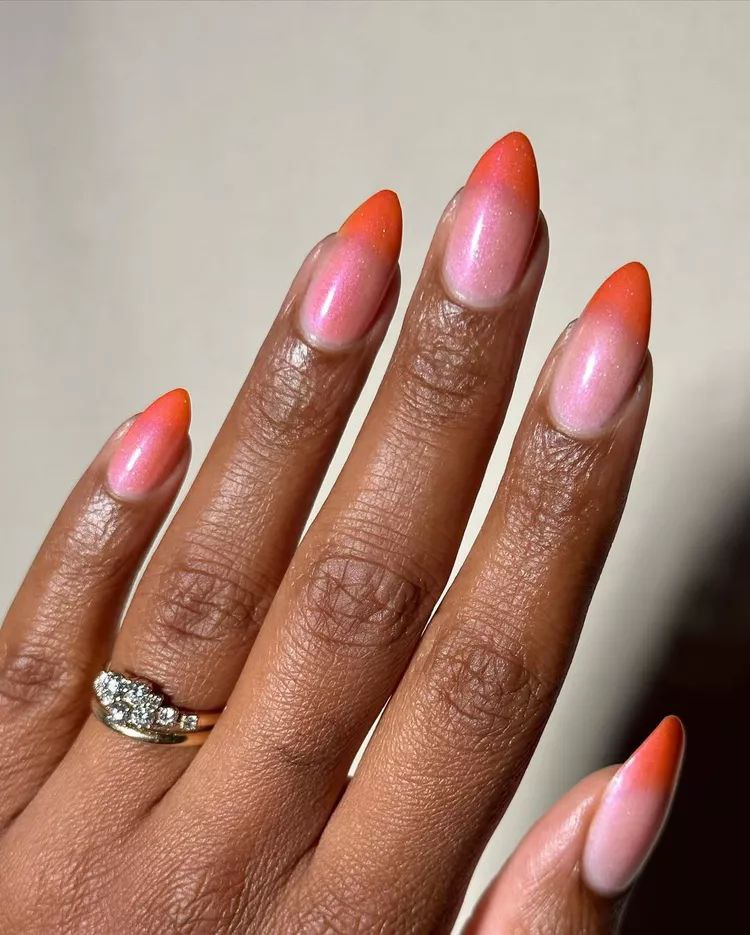 طراحی ناخن فرنچ نارنجی